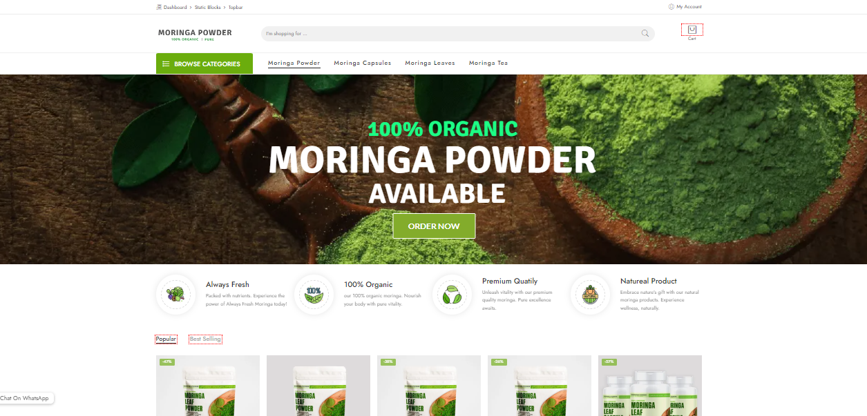 Profitable E-commerce Business for Sale – MORINGAPOWDER.PK