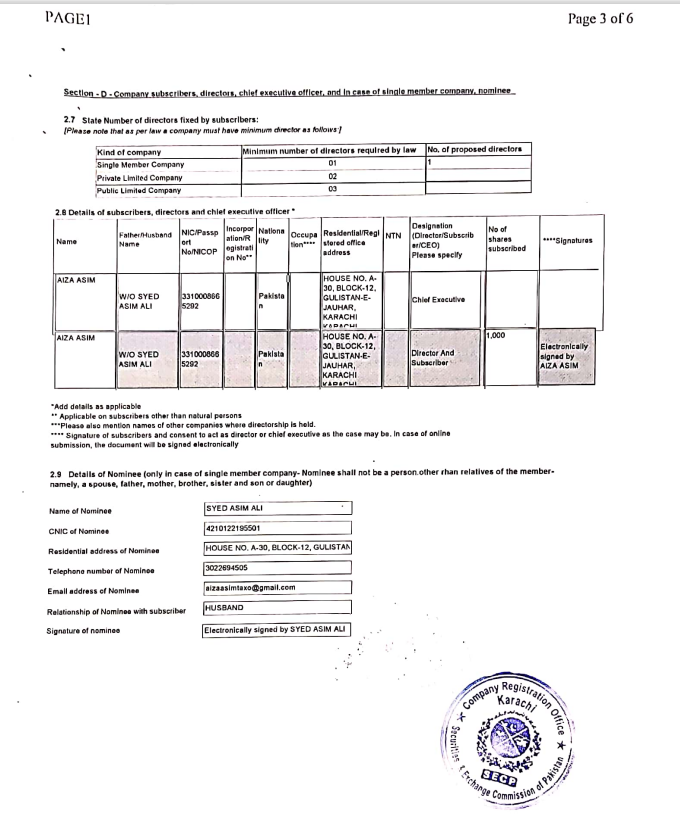 SINGLE MEMBER PRIVATE LIMITED COMPANY WITH ELIGIBILITY (REGISTERED FOR AT LEAST 3 YEARS) TO EXPORT TO EU, US, ETC.
