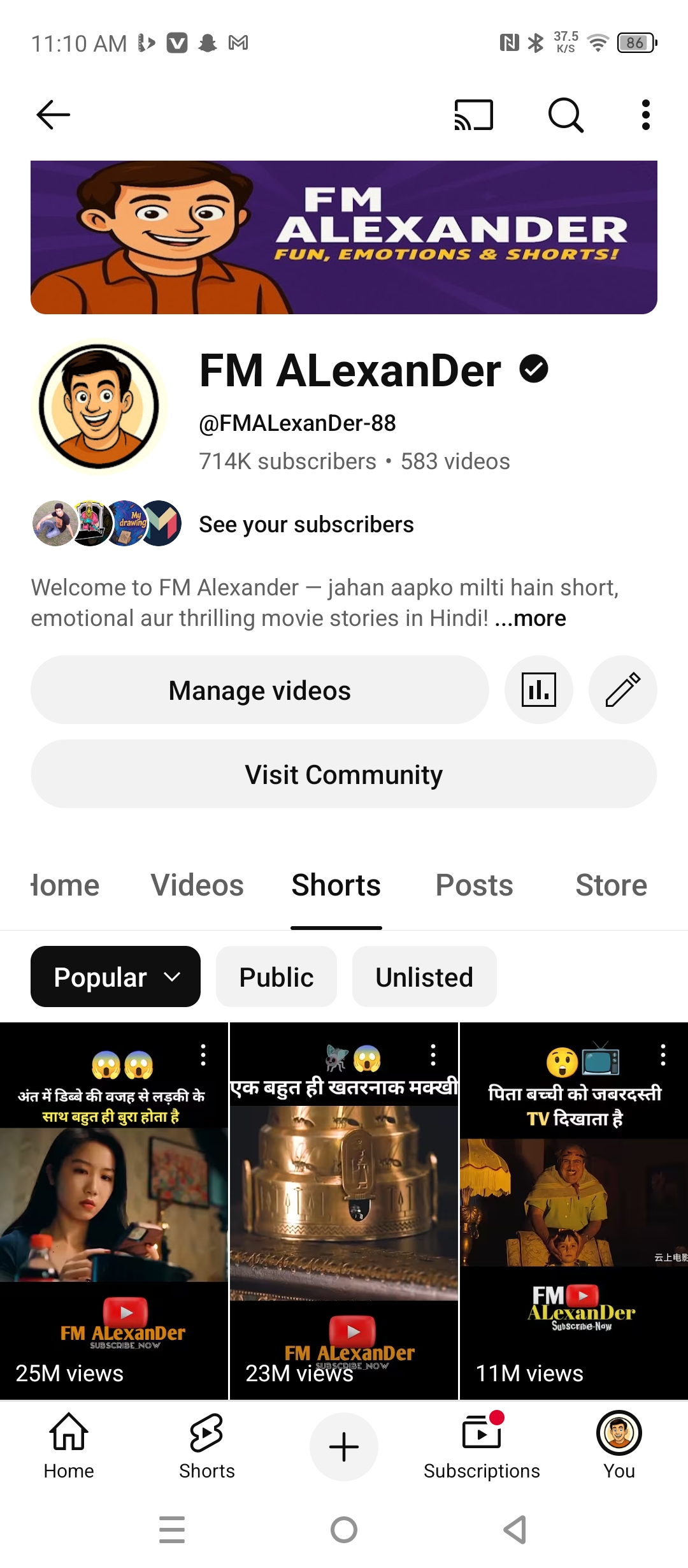 Monetize YouTube short channel- 7 lakh+subscribers -sindh